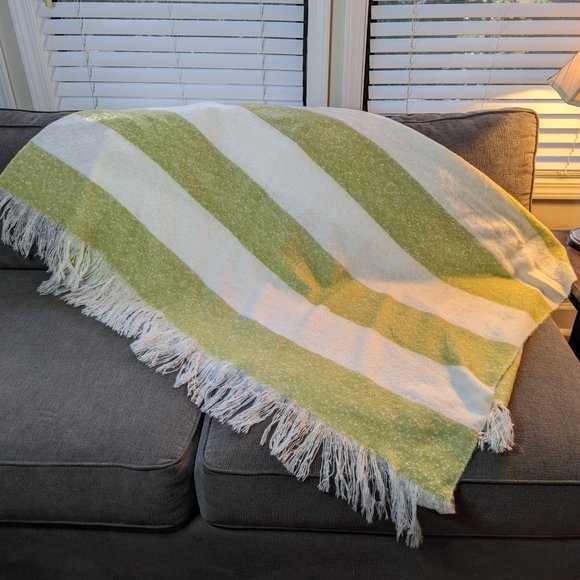 HARMAN HOME Bold Stripe Super Soft Faux Mohair Throw Green 50" X 60" Brand New - Picture 10 of 10